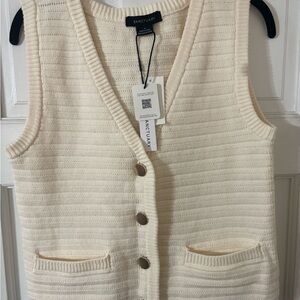 Sanctuary Ivory Button-Front Knit Vest